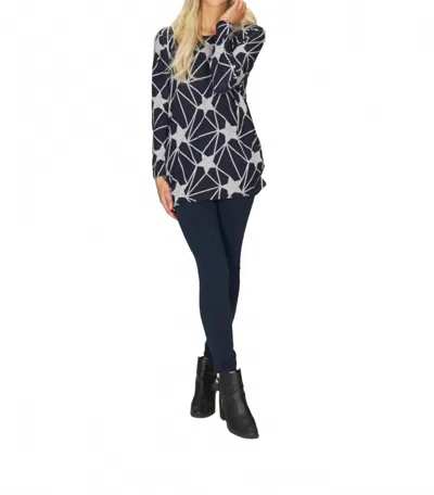 Papillon Geo Star Print Ruched Side Sweater In Navy In Blue