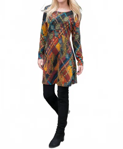 Papillon Geometric Print Textured Dress In Multi In Animal Print