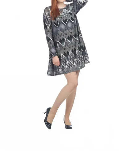 Papillon Global A-line Sweater Dress With Pockets In Grey In Black