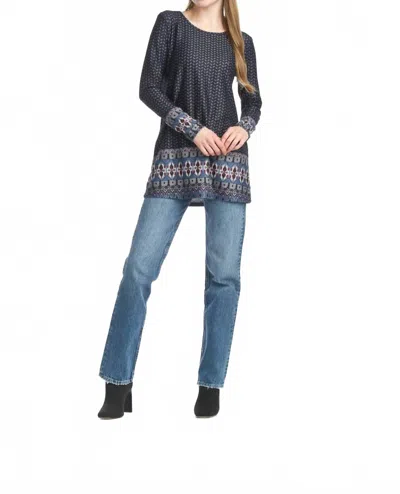 Papillon Global Border Print Long Sleeve Tunic In Multi