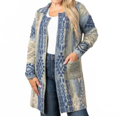 Papillon Global Knit Coatigan In Blue In Multi