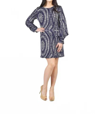 Papillon Global Print Funky Sleeve Dress In Navy In Multi