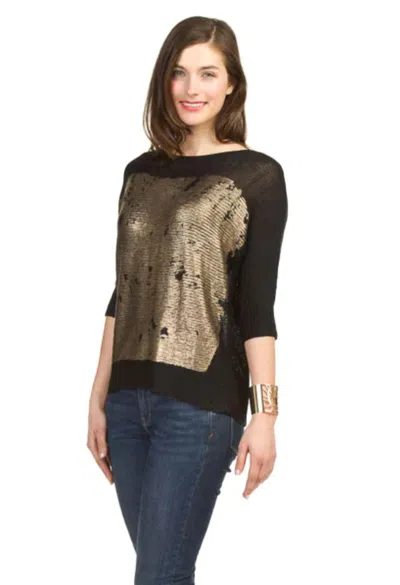 Papillon Gold Print Sweater In Black In Multi