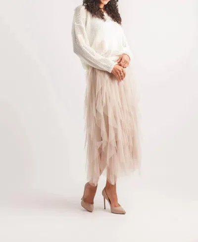 Papillon Heart Open Knit Sweater In Cream In White