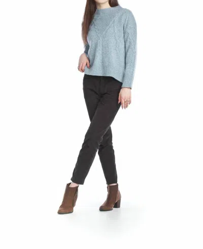 Papillon Heathered Cable Knit Mock Neck Sweater In Blue