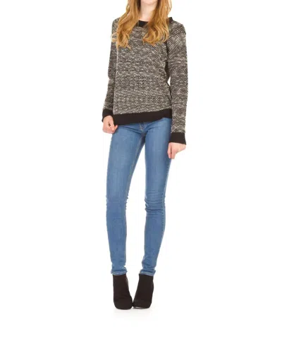 Papillon Heathered Knit Raglan Sweater In Black In Multi