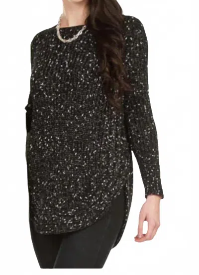Papillon Heathered Shirt Hem Sweater In Black
