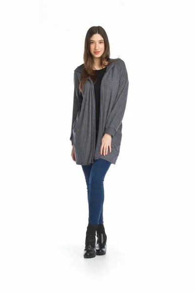 Papillon Heathered Soft Hooded Cardigan In Charcoal In Black