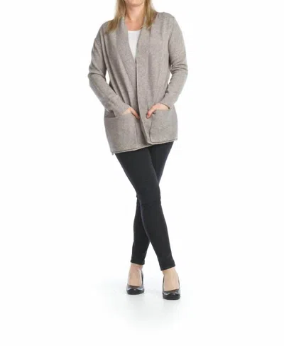 Papillon Heathered Soft Ribbed Cardigan With Pockets In Grey In Gray