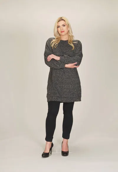 Papillon Heathered Sweater Knit Dress In Charcoal In Gray
