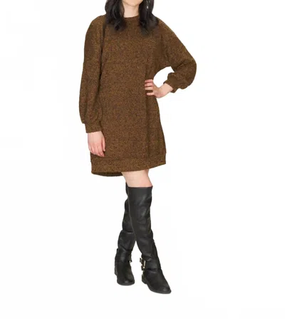 Papillon Heathered Sweater Knit Dress In Taupe In Gray