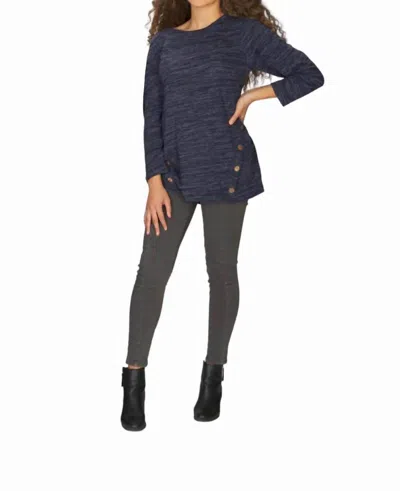 Papillon Heathered Tunic Sweater In Navy In Blue