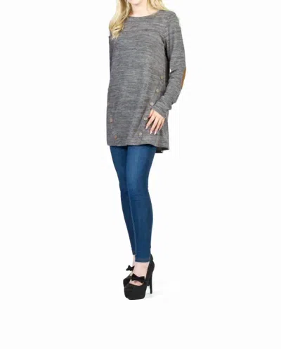 Papillon Heathered Tunic With Button Detail In Grey In Gray