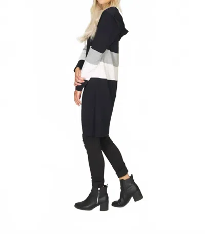 Papillon Hooded Color Blocked Textured Sweater In Navy In Black