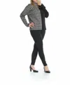 Papillon Houndstooth Patchwork Mock Neck Sweater In Black/white In Multi
