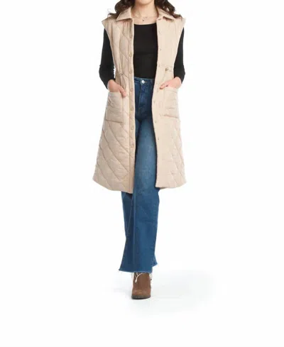 Papillon Katie Quilted Longline Vest In Beige