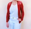 Papillon Kendra Lace Cardigan In Red In Red