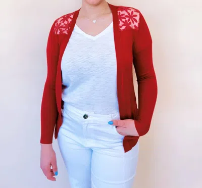Papillon Kendra Lace Cardigan In Red