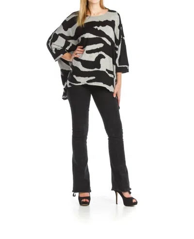 Papillon Knit Animal Print Oversized Sweater In Black