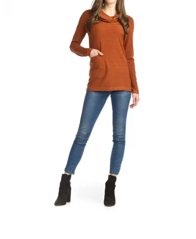 Papillon Knit Cowl Neck Sweater In Rust In Brown
