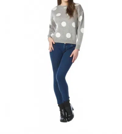 Papillon Knit Polka Dot Sweater In Light Grey In Gray
