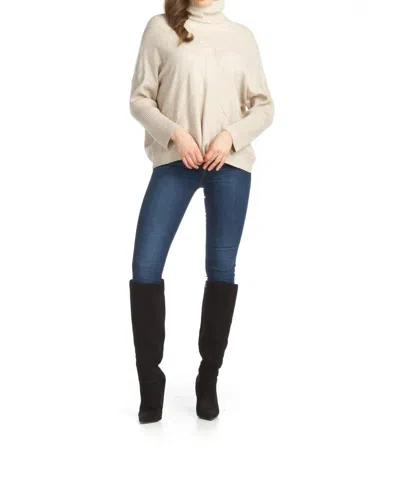 Papillon Knit Sweater With Ribbed Neck & Sleeve In Oatmeal In White