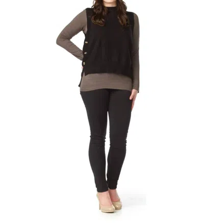 Papillon Knit Vest With Side Button Detail In Black