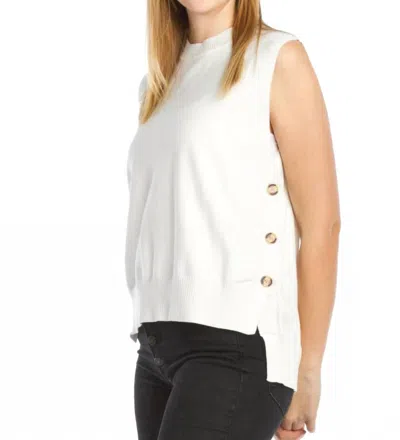 Papillon Knit Vest With Side Button Detail In White