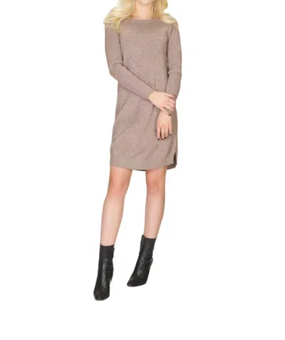 Papillon Knot Diamond Design Knit Sweater Dress In Tan In Neutral