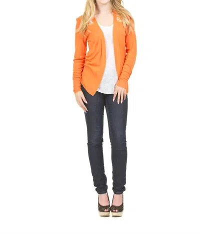 Papillon Lace Back Long Sleeve Waterfall Cardigan In Rust In Orange