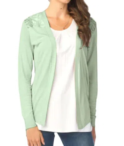 Papillon Lace Back Long Sleeve Waterfall Cardigan In Sage In Multi