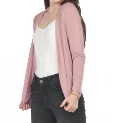 Papillon Lace Back Long Sleeved Waterfall Cardigan In Rose In Pink