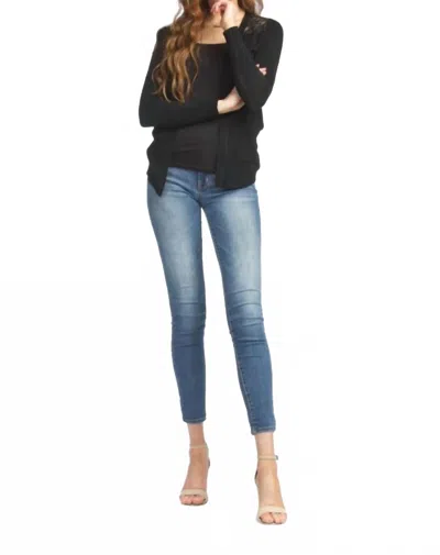 Papillon Lace Back Long Sleeved Waterfall Cardigan - Petite In Black
