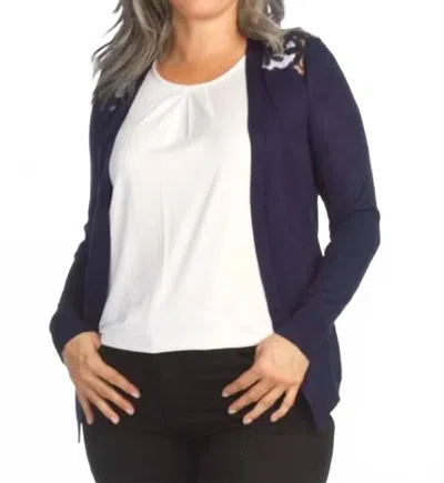 Papillon Lace Back Long Sleeved Waterfall Cardigan - Petite In Navy In Blue