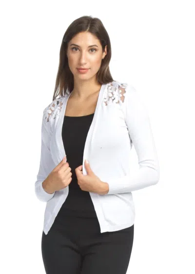 Papillon Lace Back Long Sleeved Waterfall Cardigan - Petite In White