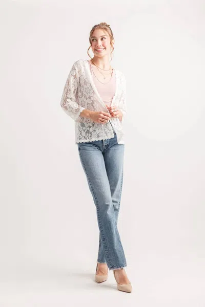 Papillon Lace Coverup With Trim Detail In White