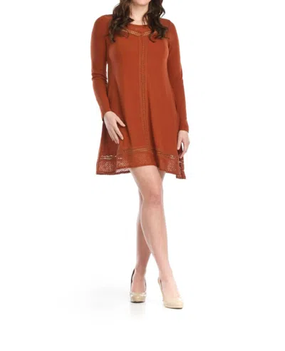 Papillon Lace Inset A-line Sweater Dress In Rust In Brown