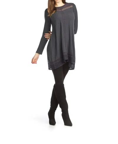 Papillon Lace Inset Alline Sweater Dress In Charcoal In Gray