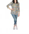 Papillon Leaf Design Soft Sweater In Grey In Multi