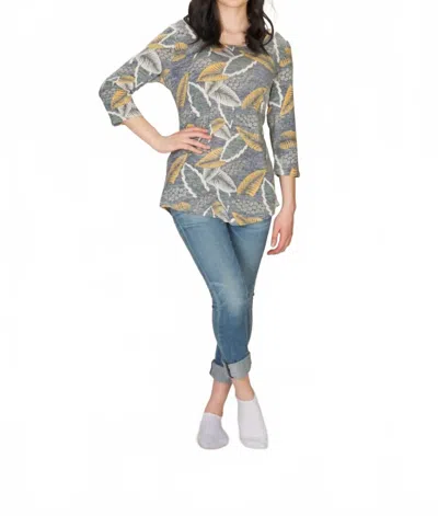 Papillon Leaf Design Soft Sweater In Grey In Multi