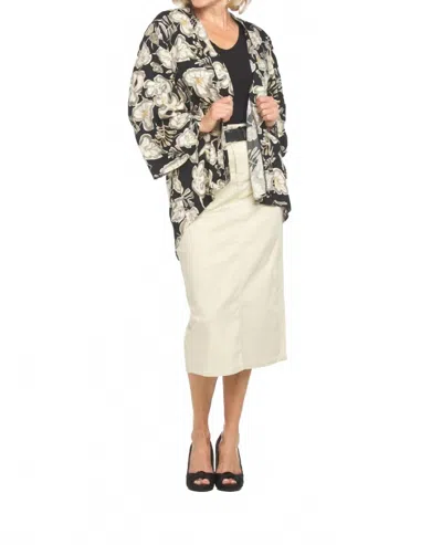 Papillon Leaf Print High Low Cover Up In Black