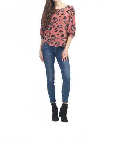 Papillon Leopard Print Dolman Sleeve Sweater In Pink In Multi
