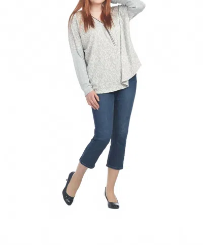 Papillon Leopard Print Top With Zip In Grey In Gray