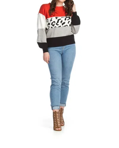 Papillon Leopard Stripe Sweater In Red/black In Multi