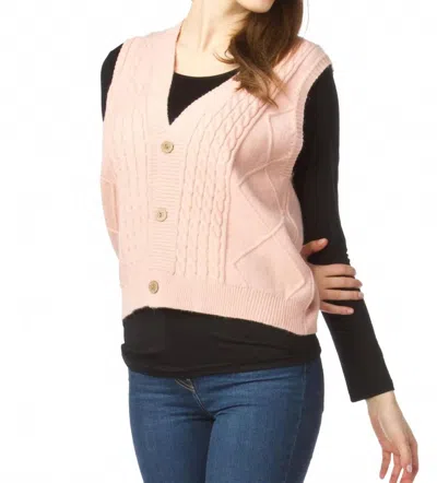 Papillon Light Button Front Vest In Pink