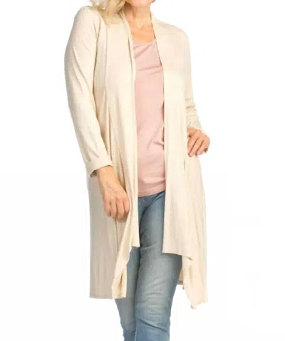 Papillon Lightweight 3/4 Sleeve Cardigan In Oatmeal In White