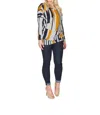 Papillon Linear Print Oversized Sweatshirt In Mustard In Multi
