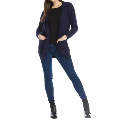 Papillon Long Sleeve Pockets Cardigan In Navy In Blue