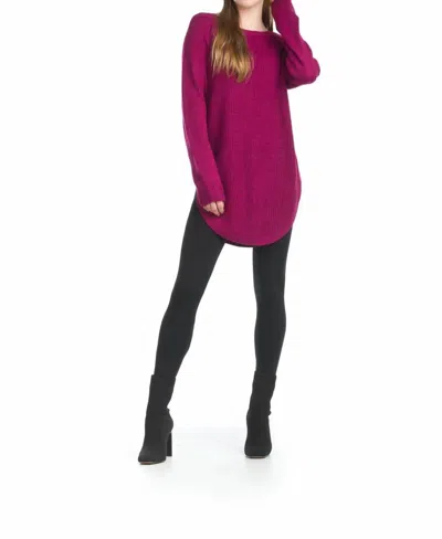 Papillon Long Sleeve Sweater With Zip Side In Berry In Pink