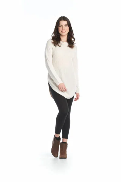 Papillon Long Sleeve Sweater With Zip Side In Cream In Pink